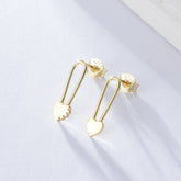 Heart-shaped Paper Clip Silver Studs Earrings for Women